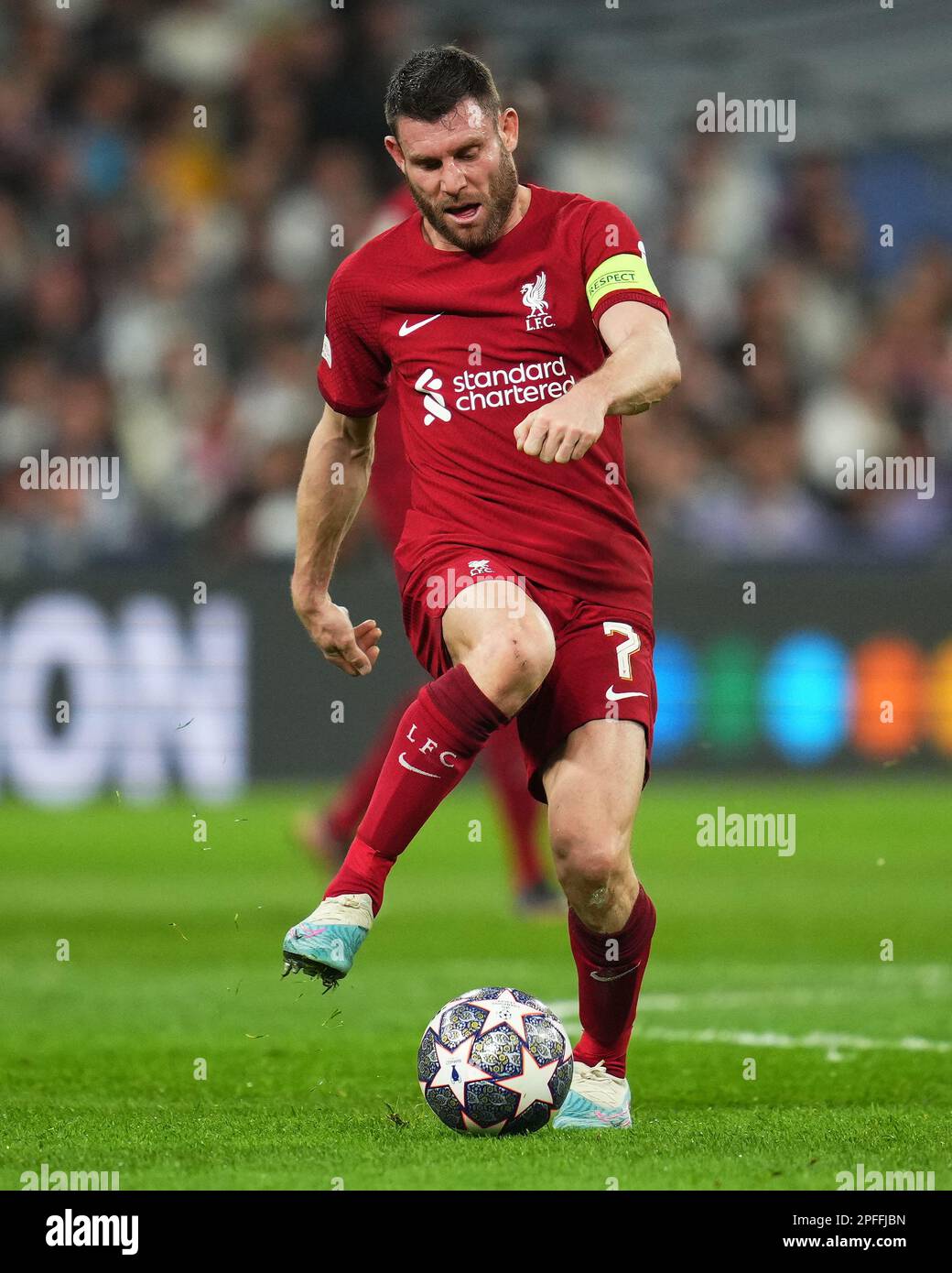 James Milner of Liverpool FC during the UEFA Champions League match, round of 16, 2nd leg between Real Madrid and Liverpool FC played at Santiago Bernabeu Stadium on March 15, 2023 in Madrid, Spain. (Photo by Colas Buera / PRESSIN) Stock Photo