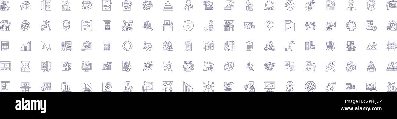 Business intelligence line icons signs set. Design collection of ...