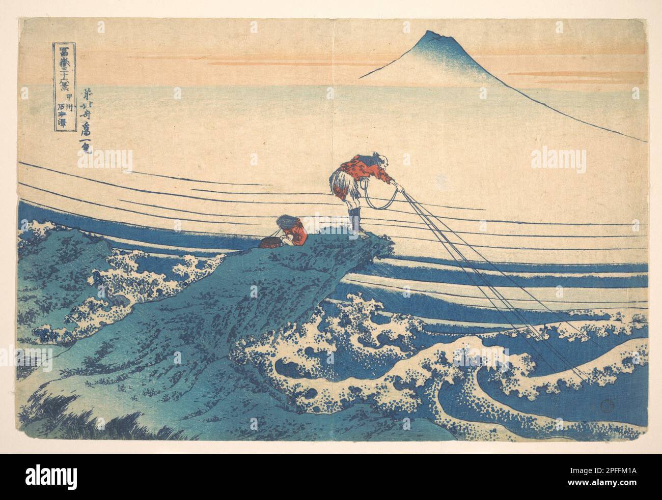 Kajikazawa in Kai Province (Kōshū Kajikazawa), from the series Thirty-six Views of Mount Fuji (Fugaku sanjūrokkei), Artist Katsushika Hokusai (1760–1849),Date ca. 1830–32 Stock Photo