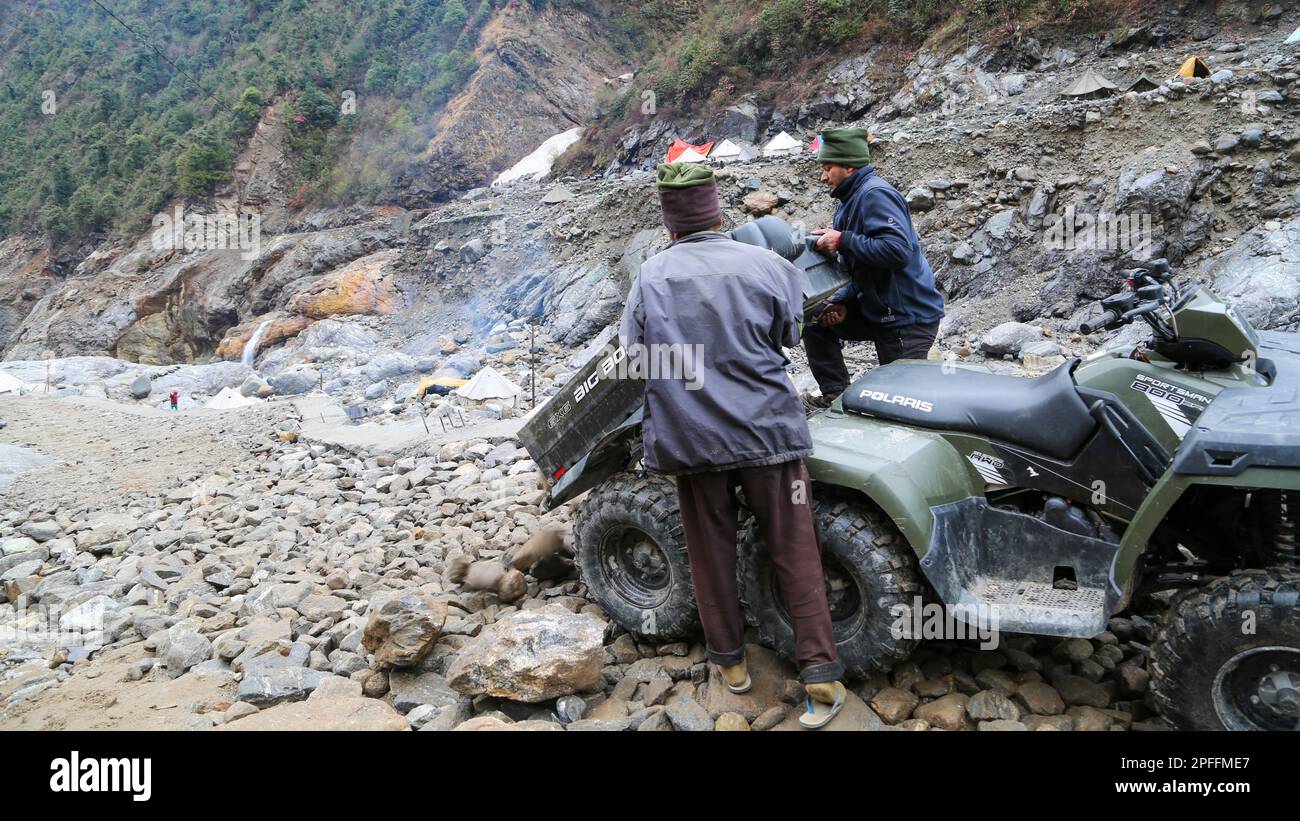 Rudarprayag, Uttarakhand, India, April 26 2014, ATV All Terrain vehicle ...
