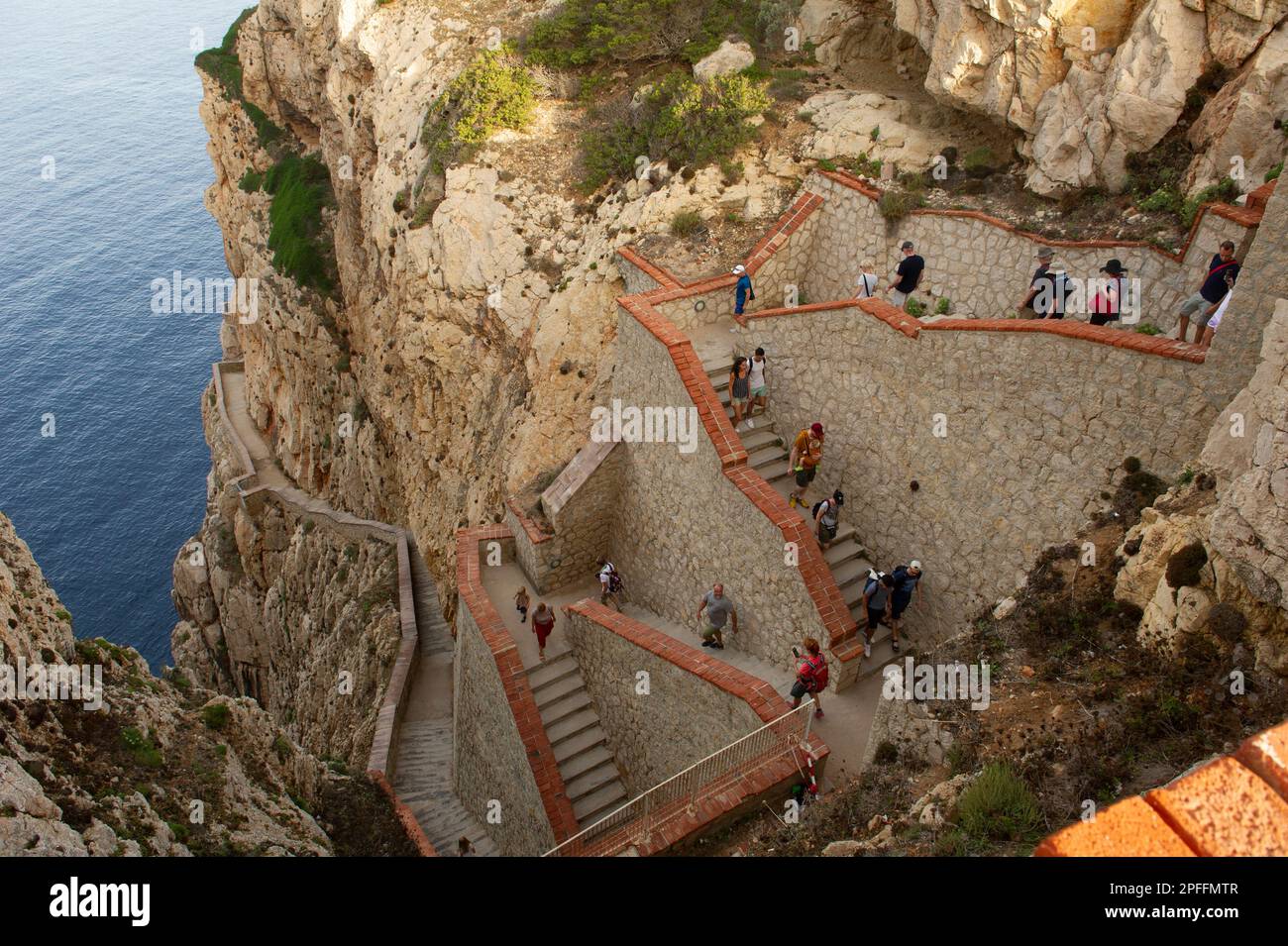 2022 June 06 – Italy, Sardinia, Sassari, Stintino, Peninsula of Capo Caccia, Caves of the god Neptune, Scala del Cabirol (654 steps) Stock Photo