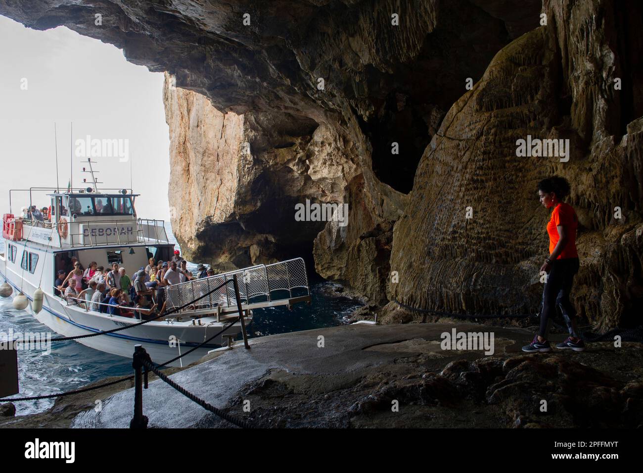 2022 June 06 – Italy, Sardinia, Sassari, Stintino, Peninsula of Capo Caccia, Caves of the god Neptune, Scala del Cabirol (654 steps) Stock Photo