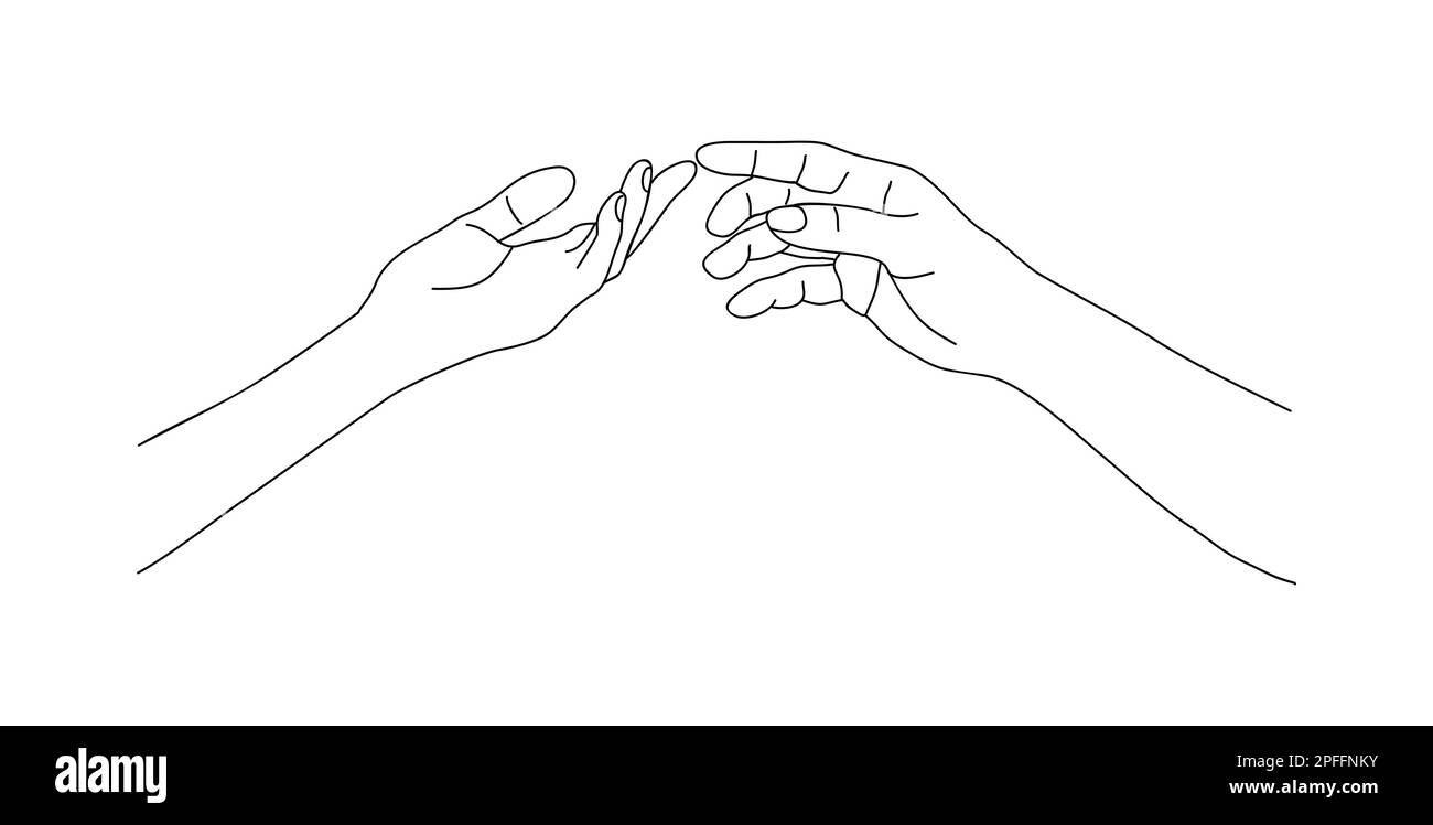 Two hands reaching out, touching each other vector Stock Vector Image