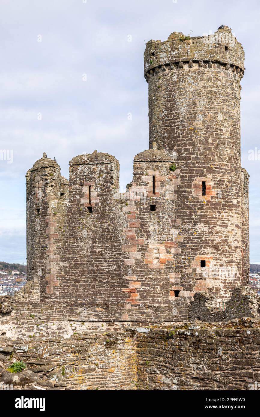Conway medieval castle, North Wales Stock Photo