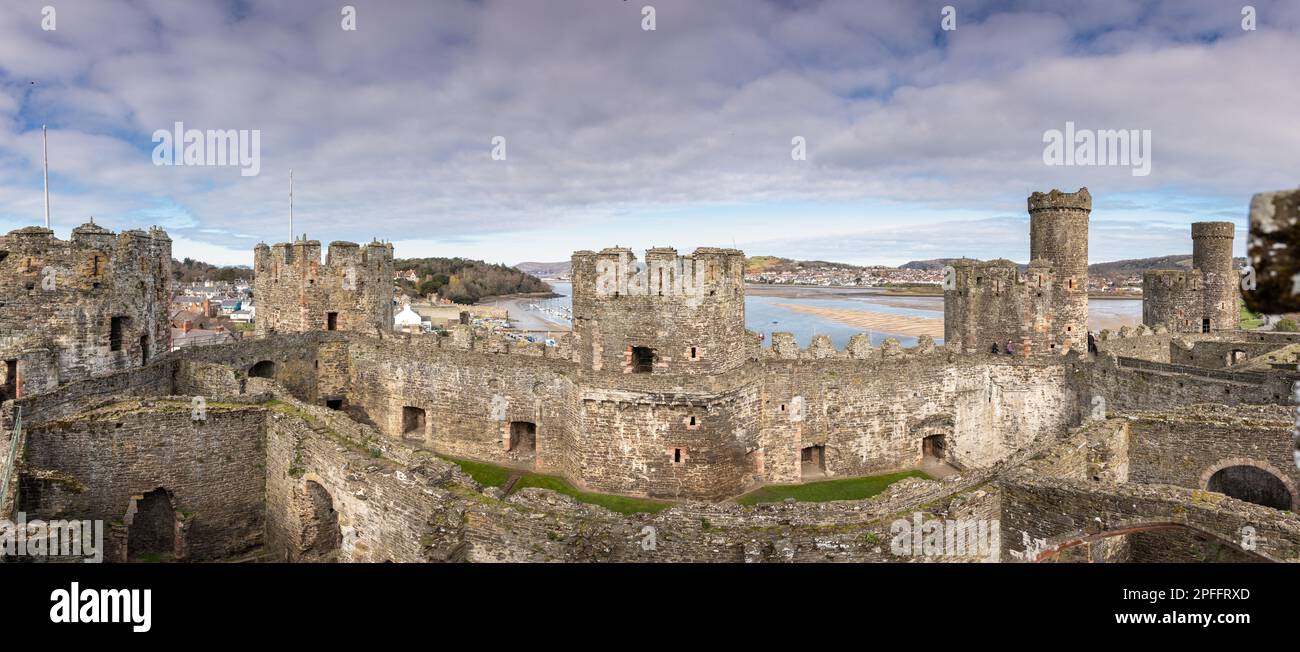 Conway medieval castle, North Wales Stock Photo