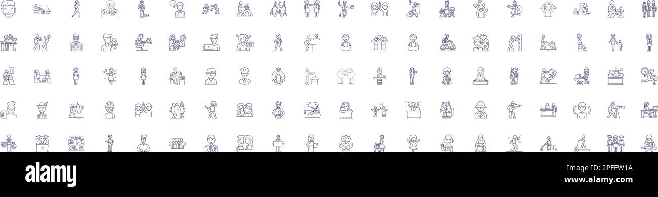 Casual routine line icons signs set. Design collection of Lax, Habitual ...