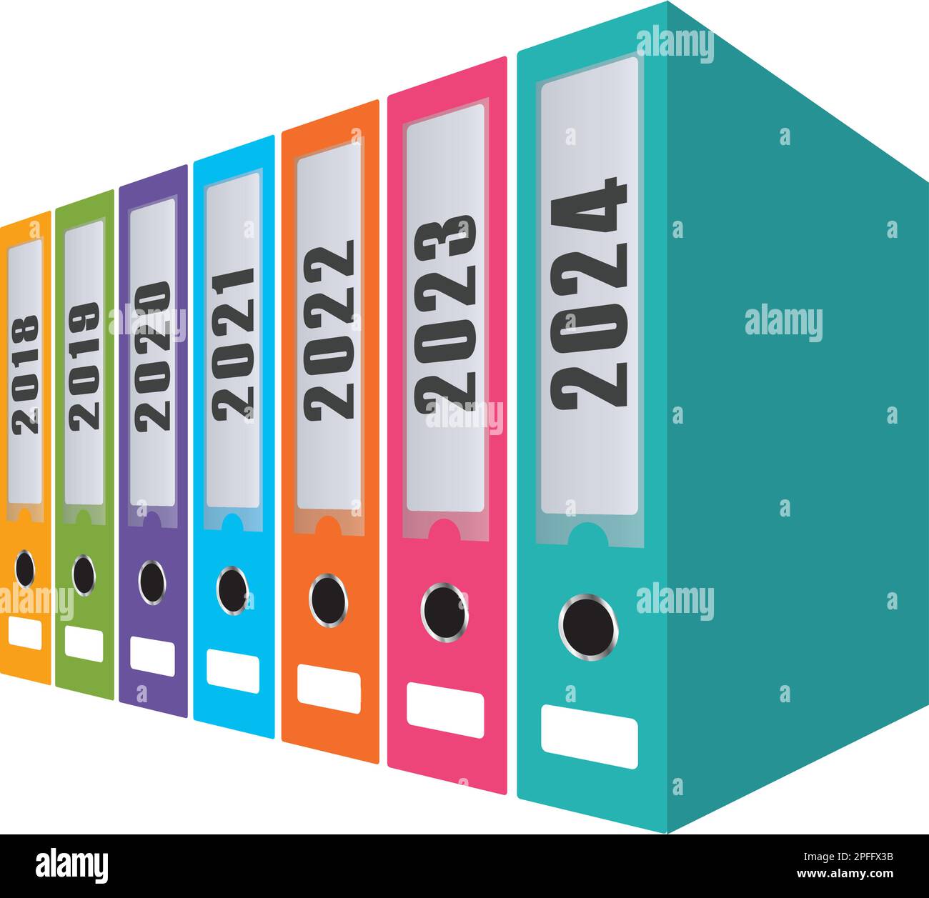 az folders or filing of different colors with documents stored