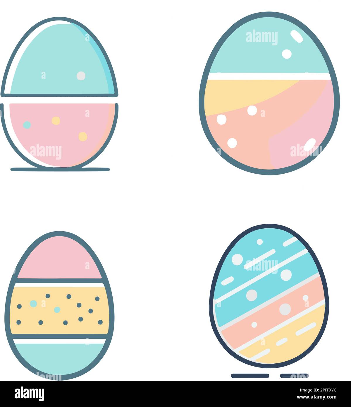 Pastel Decorated Easter Eggs Icons Stock Vector