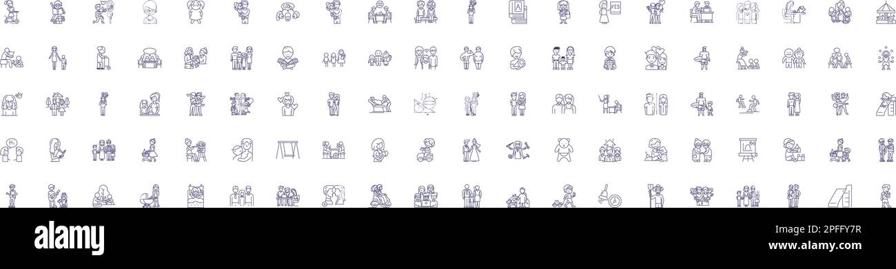 Family and kids line icons signs set. Design collection of Family, Kids ...