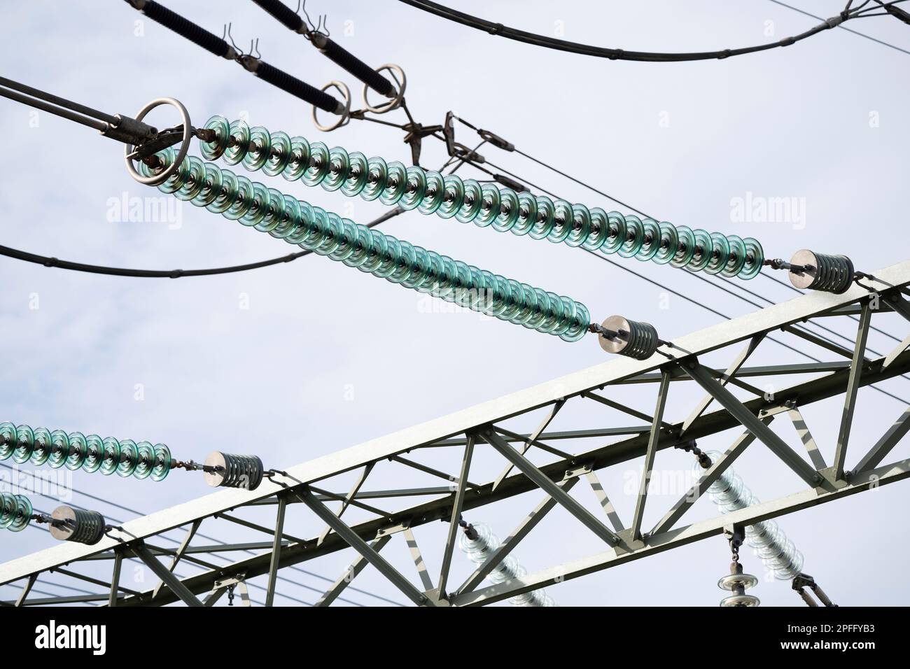 High voltage insulators on transformer substation hi-res stock ...