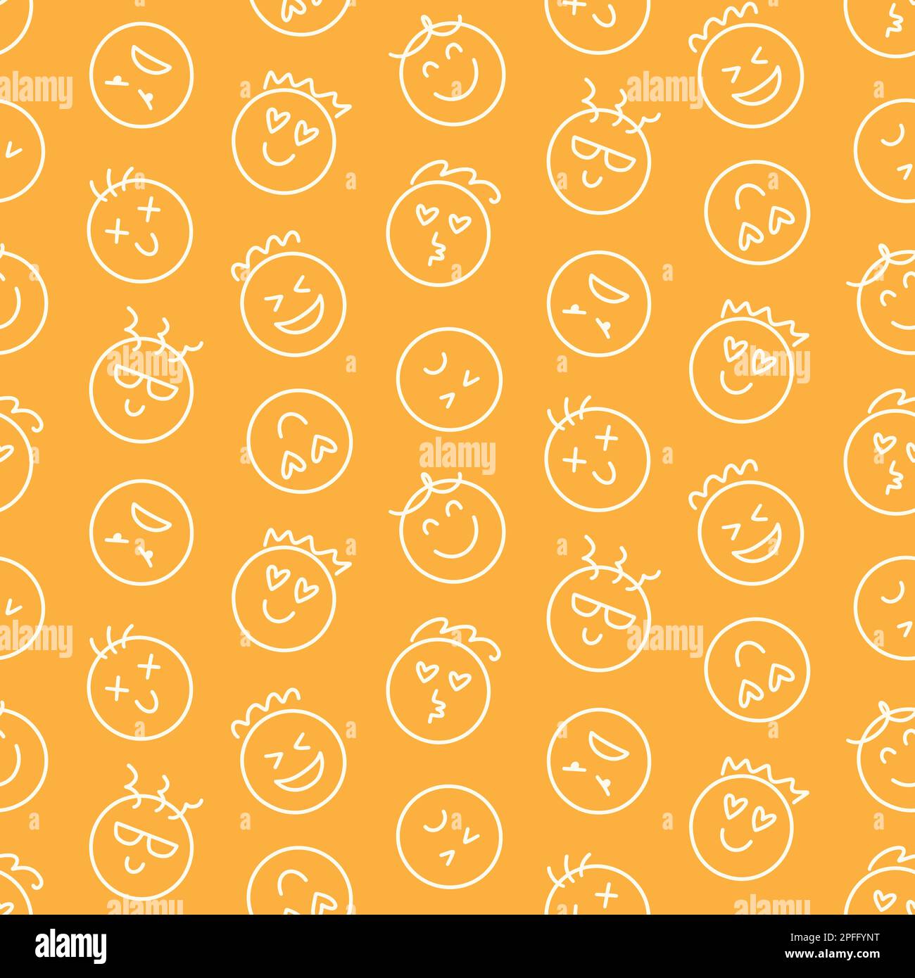 Fun Kids Emoji Icons Seamless Pattern Stock Vector