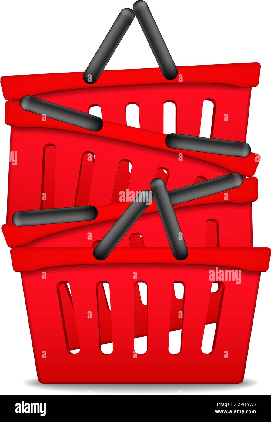 Heap of red shopping baskets, vector eps10 illustration Stock Vector