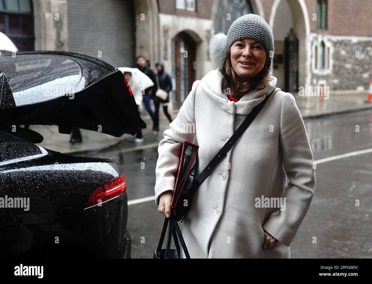 Education Secretary Gillian Keegan arriving at the Department for Education in Westminster, London, ahead of talks with members of education unions on the issues which have sparked a series of strikes by teachers in recent months. Picture date: Friday March 17, 2023. Stock Photo