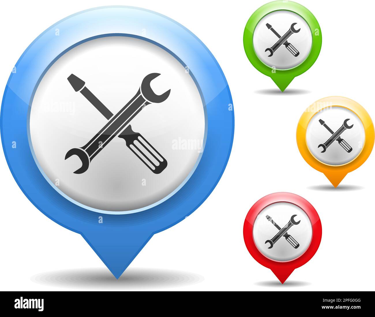 Screwdriver and wrench icon, vector eps10 illustration Stock Vector