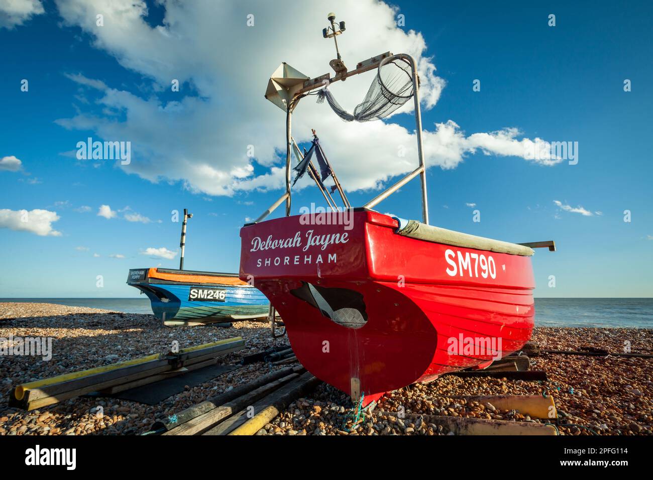 Fishing boats on Worthing beach in West Sussex, England Stock Photo - Alamy