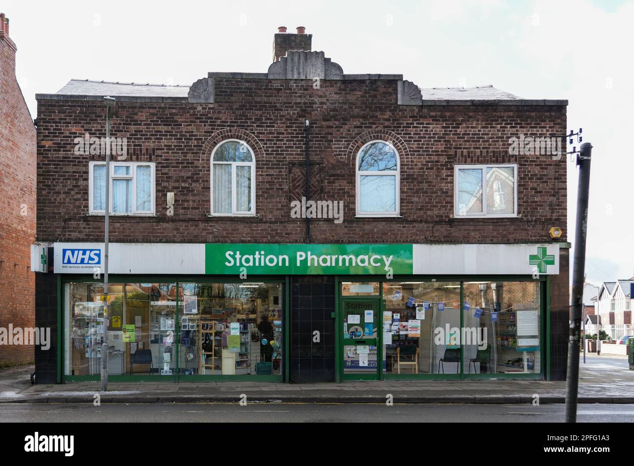 Maghull Station Shops Stock Photo Alamy