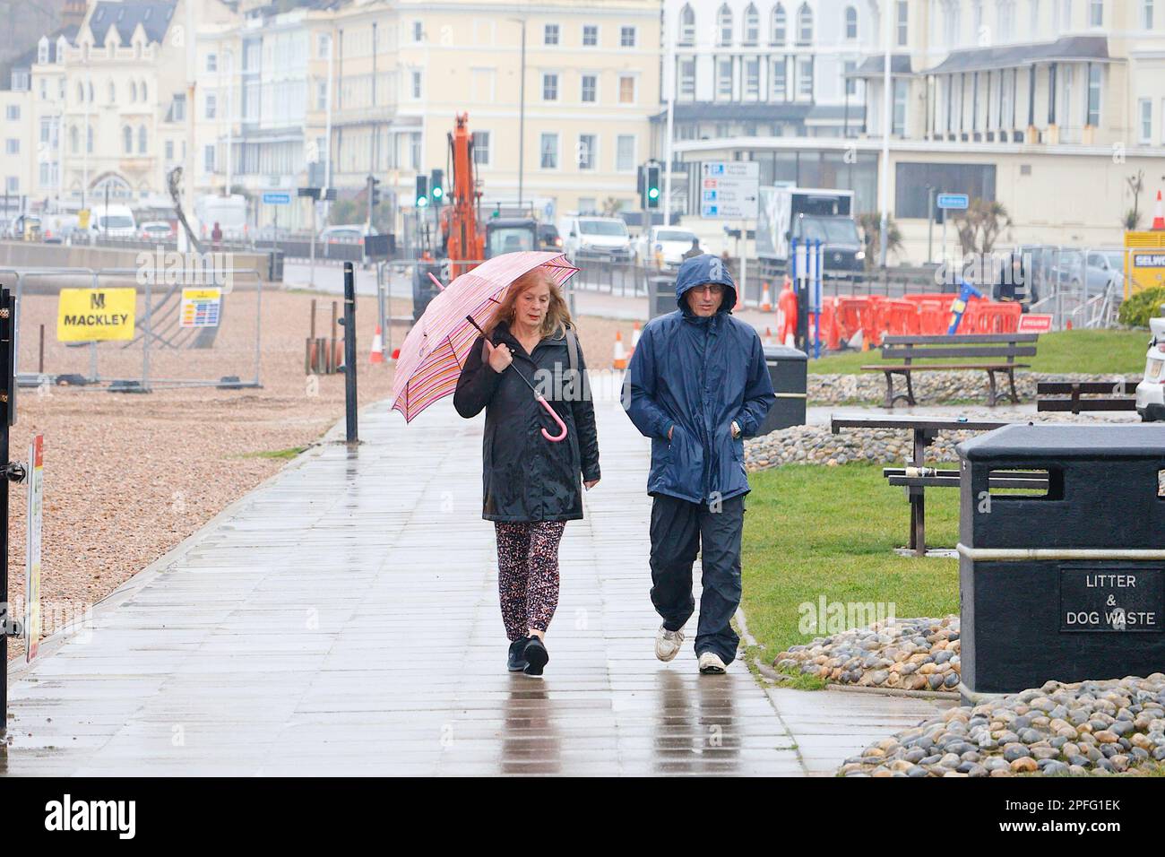 Hastings, East Sussex, UK. 17 Mar, 2023. UK Weather Heavy rain