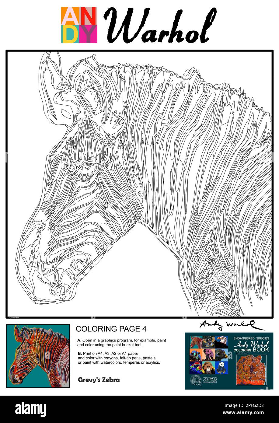 Andy Warhol Coloring page Stock Photo - Alamy