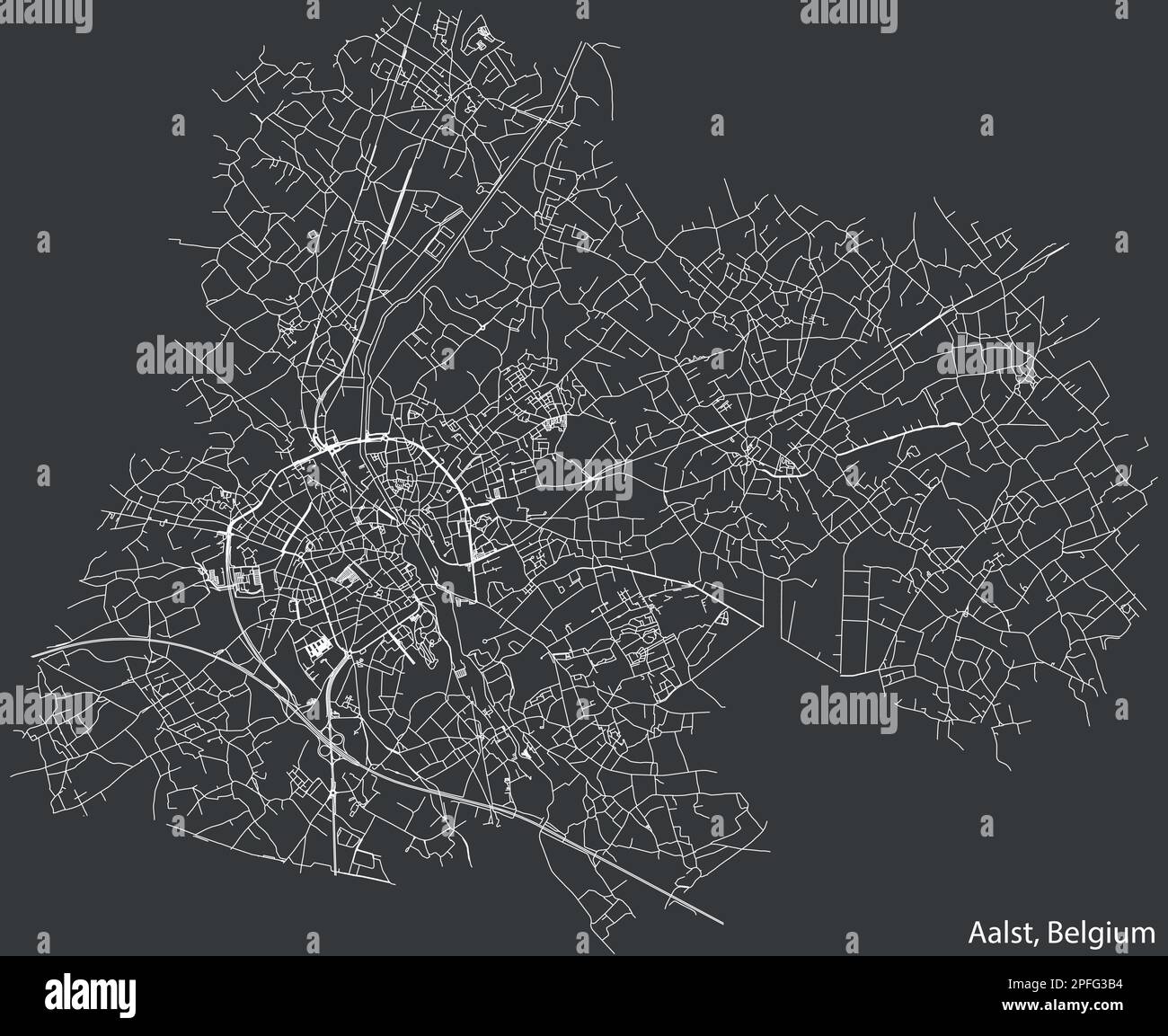 Street roads map of AALST, BELGIUM Stock Vector