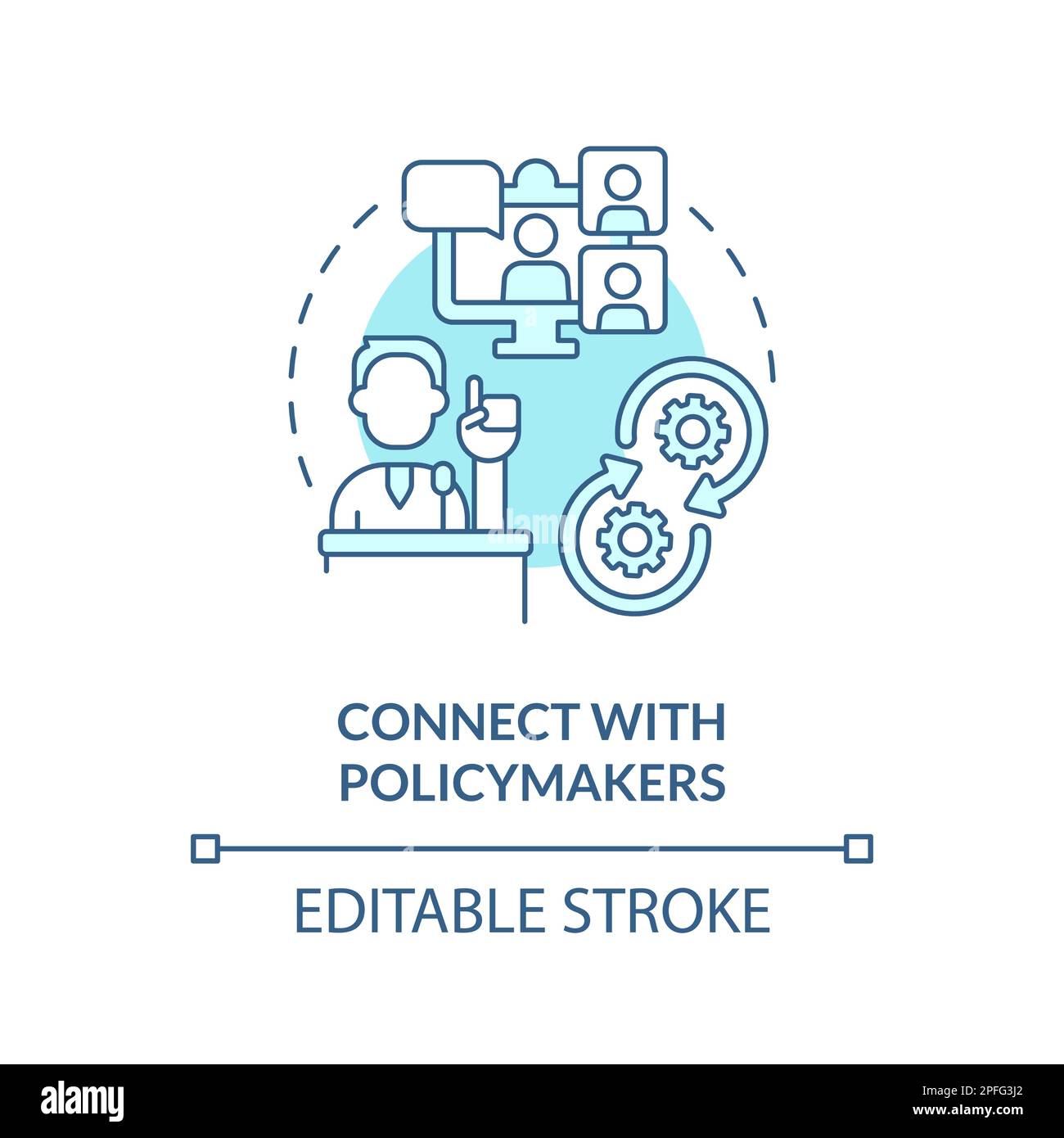 Connect with policymakers turquoise concept icon Stock Vector Image ...
