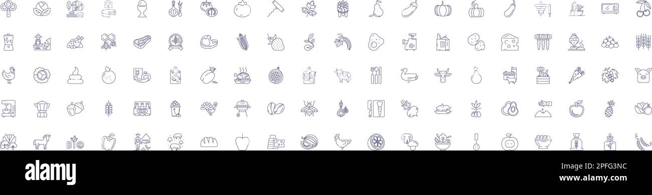 Organic kitchen line icons signs set. Design collection of Organic ...