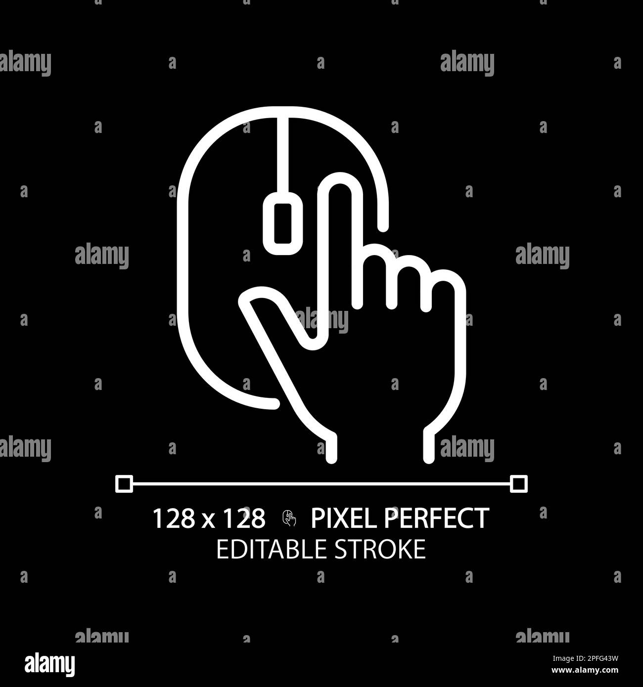 Hand with computer mouse pixel perfect white linear icon for dark theme ...