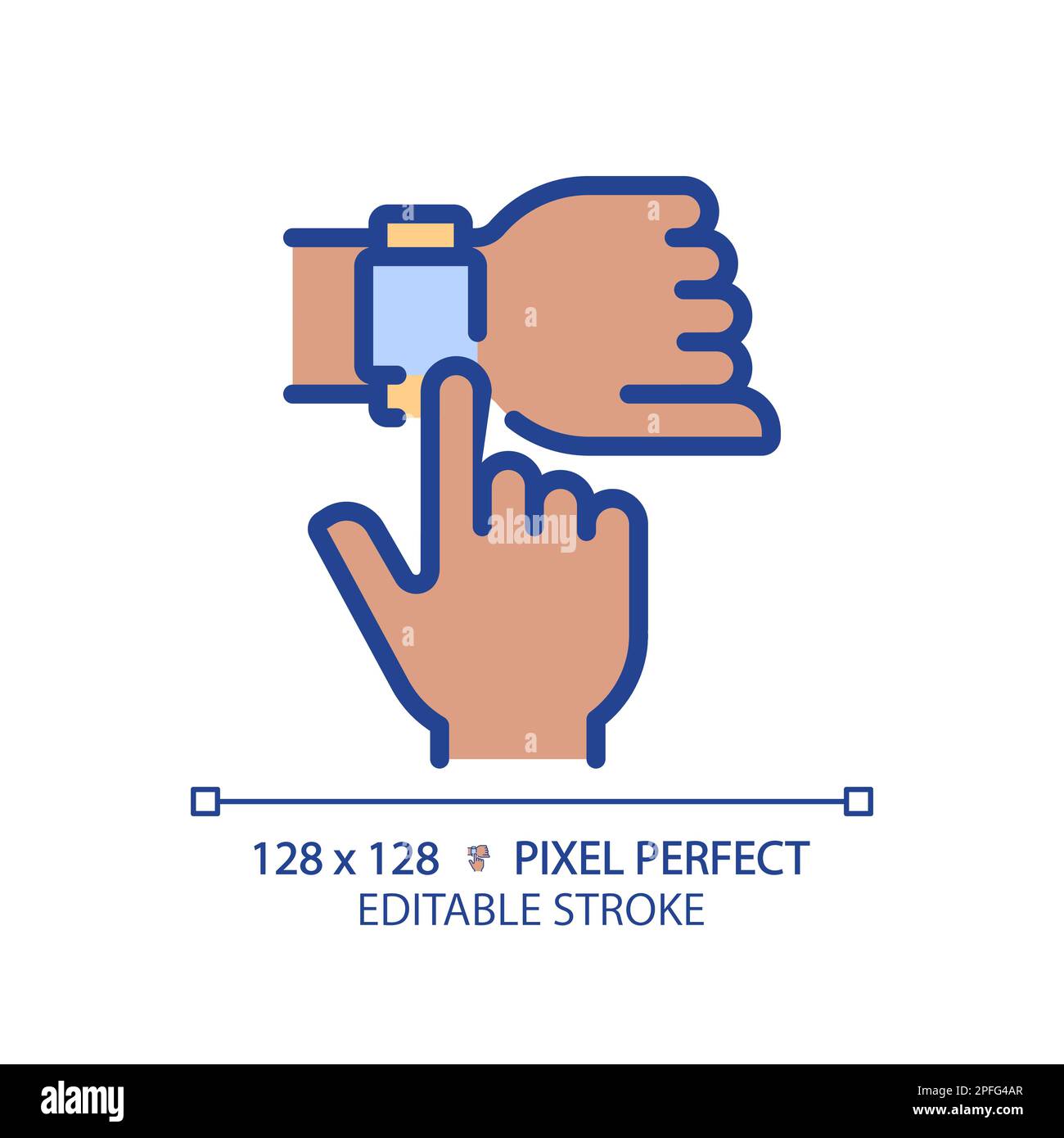 Black hand with smart watch pixel perfect RGB color icon Stock Vector ...