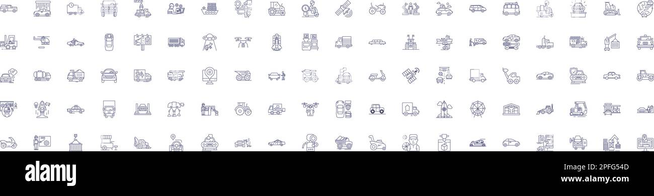 Machines line icons signs set. Design collection of Robots, Automata ...