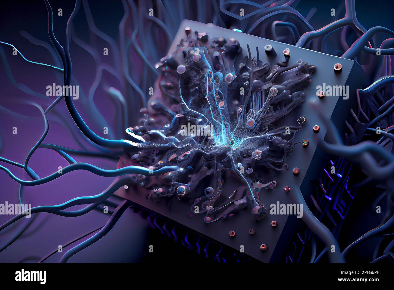 Organoid intelligence the new frontier in biocomputing, 3D illustration