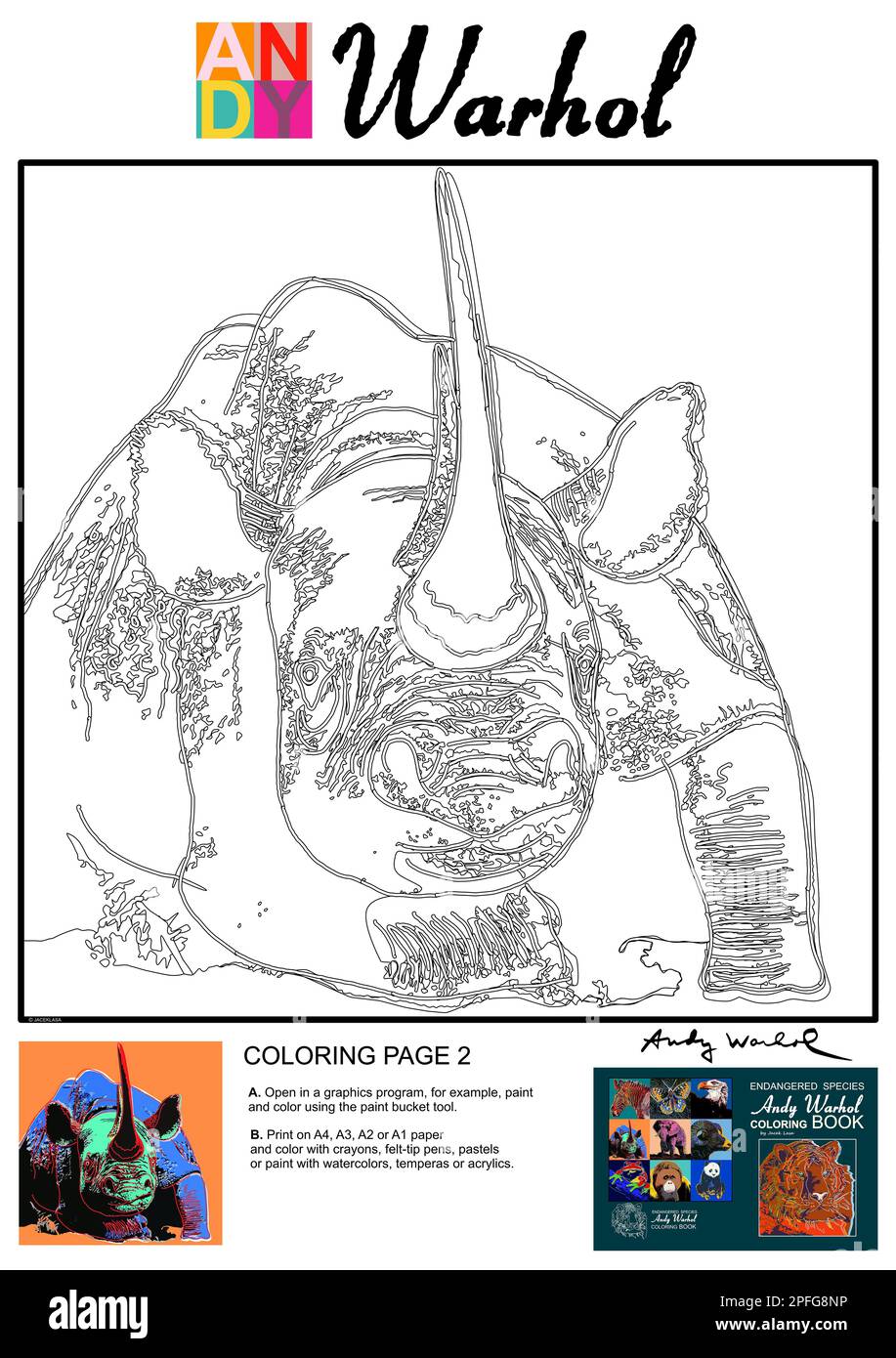 Andy Warhol Coloring page Stock Photo - Alamy