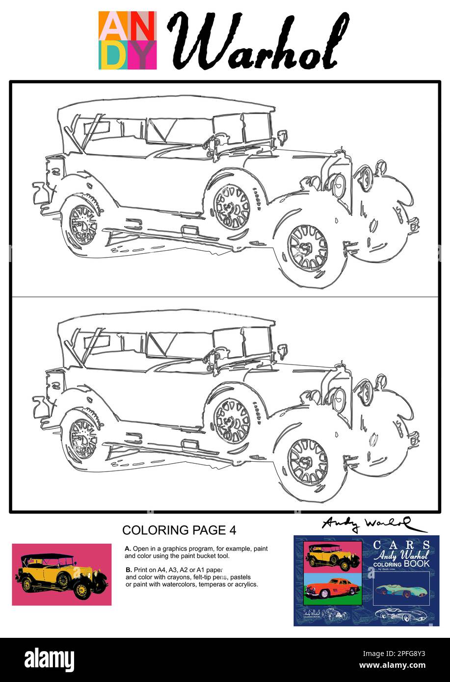Andy Warhol Coloring page Stock Photo - Alamy
