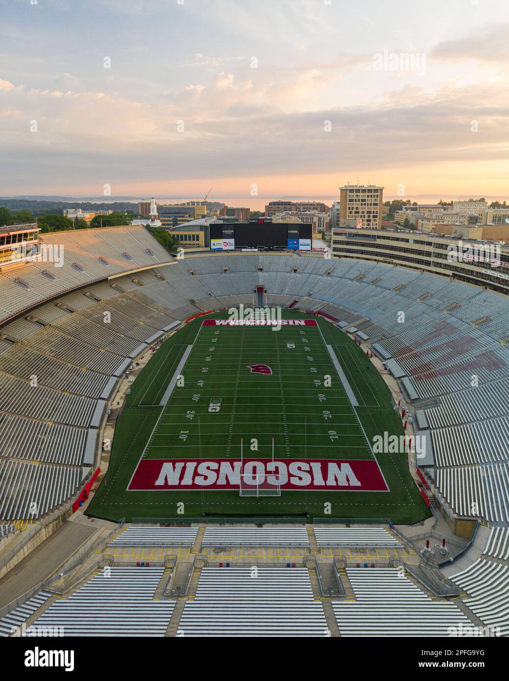 Aerial View of Camp Randall Stadium, Home of the Wisconsin Badgers NCAA Football Team Stock Photo