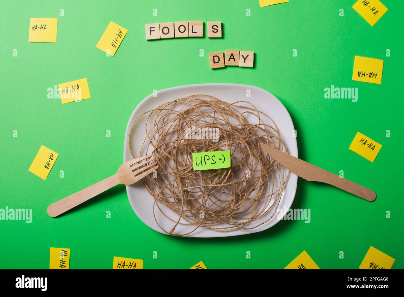 A creative picture of April Fools' Day jokes. Replacing food with