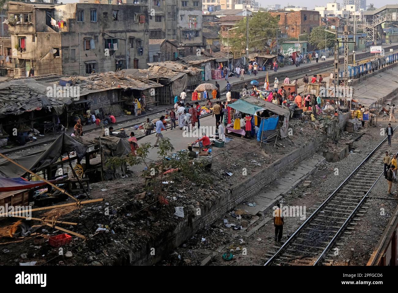 India, Kolkata, Park Circus railway station Stock Photo Alamy