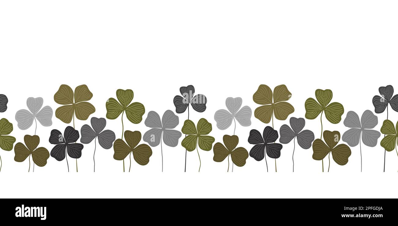 Clover leaves seamless pattern. Saint Patrick Day border design element ...