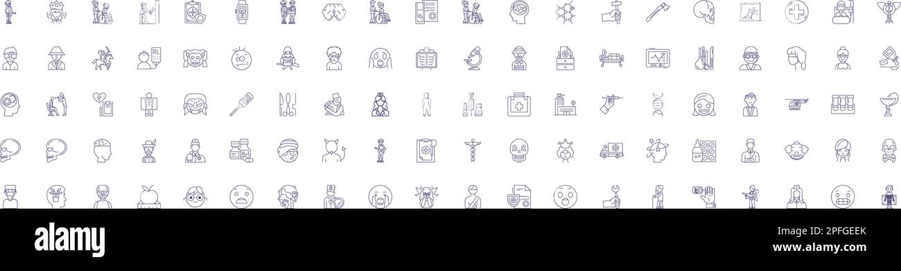 Psychiatry and medicine line icons signs set. Design collection of ...