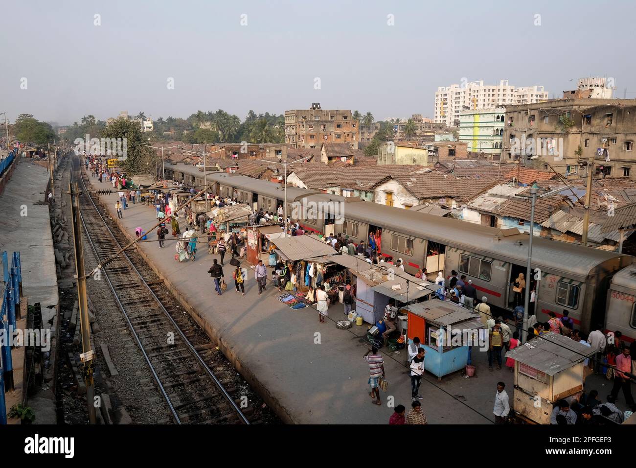 India, Kolkata, Park Circus railway station Stock Photo Alamy