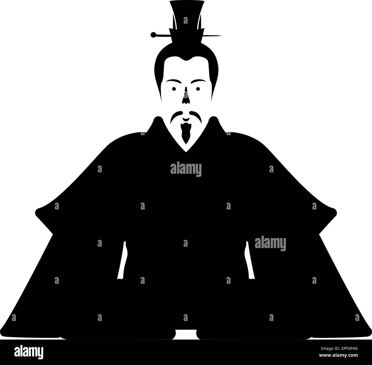 Emperor Japan China silhouette Chinese nobility Japanese ancient character avatar imperial ruler icon black color vector illustration image flat Stock Vector