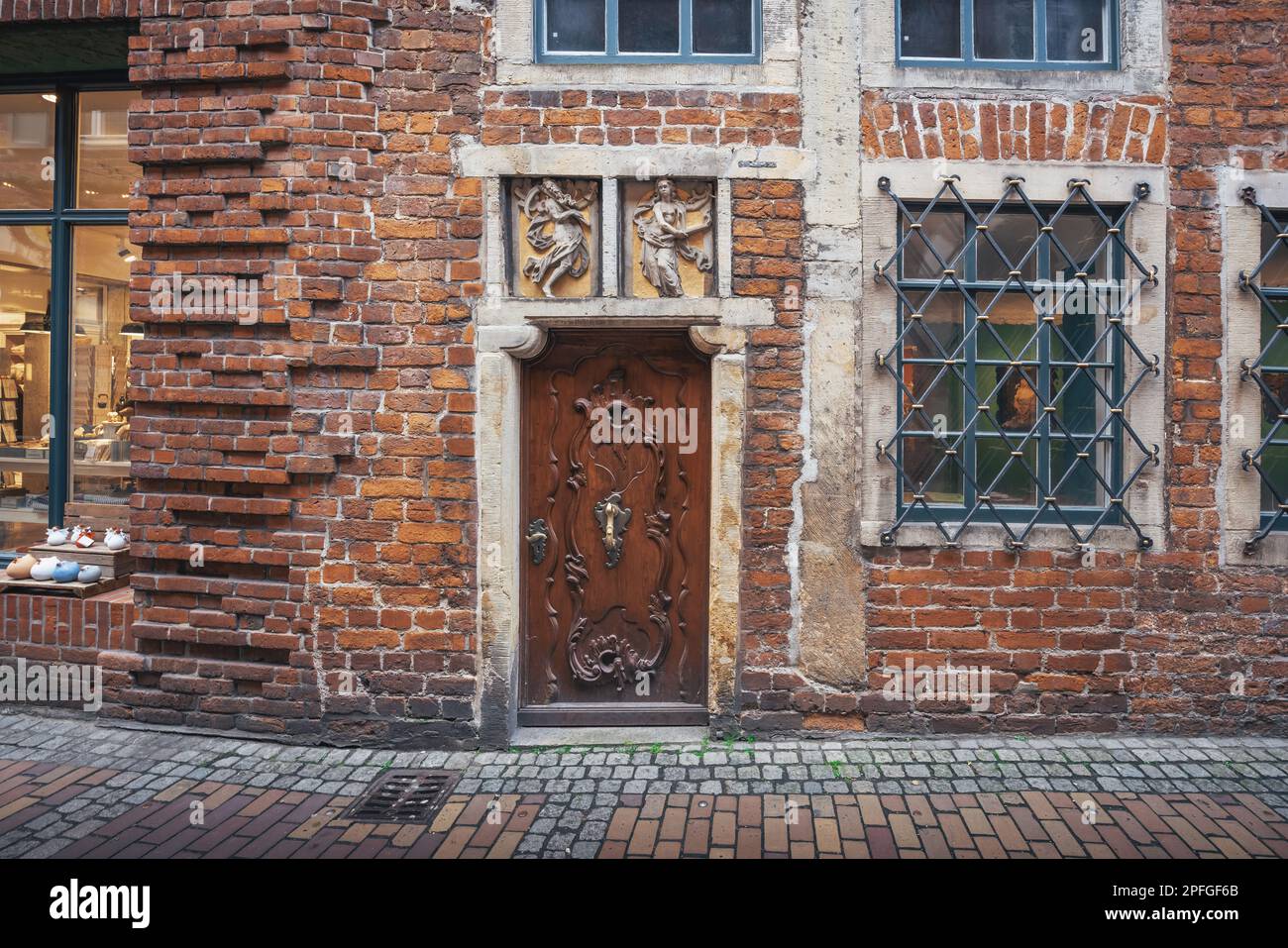 Door of Roselius House at Bottcherstrasse Street - Bremen, Germany Stock Photo