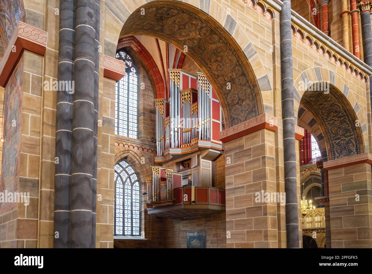 Pipe Organ at Bremen Cathedral Interior - Bremen, Germany Stock Photo