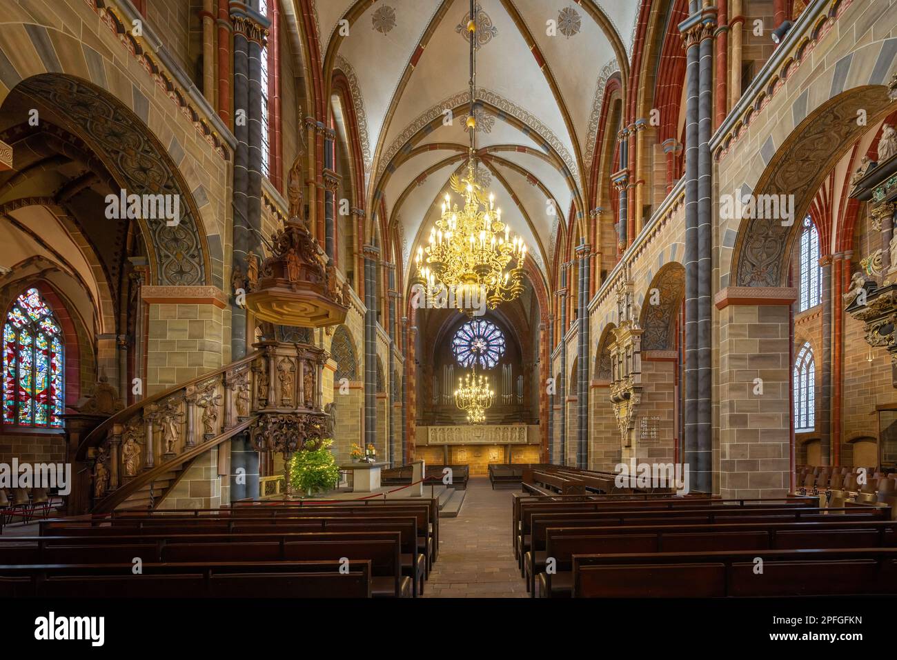 Altar and Nave at Bremen Cathedral - Bremen, Germany Stock Photo