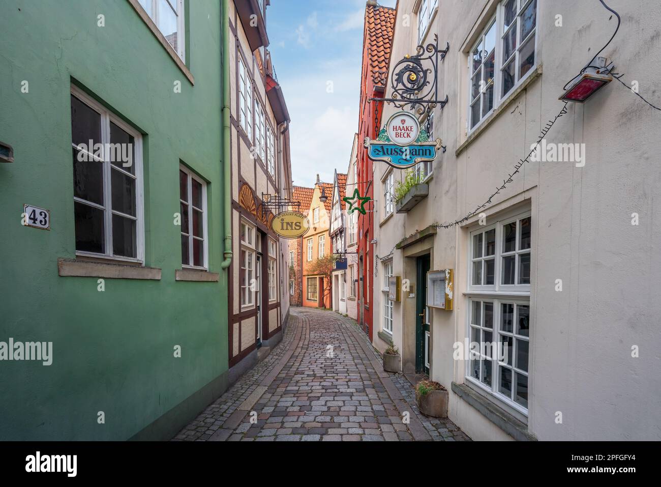 Old houses at Schnoor quarter streets - Bremen, Germany Stock Photo