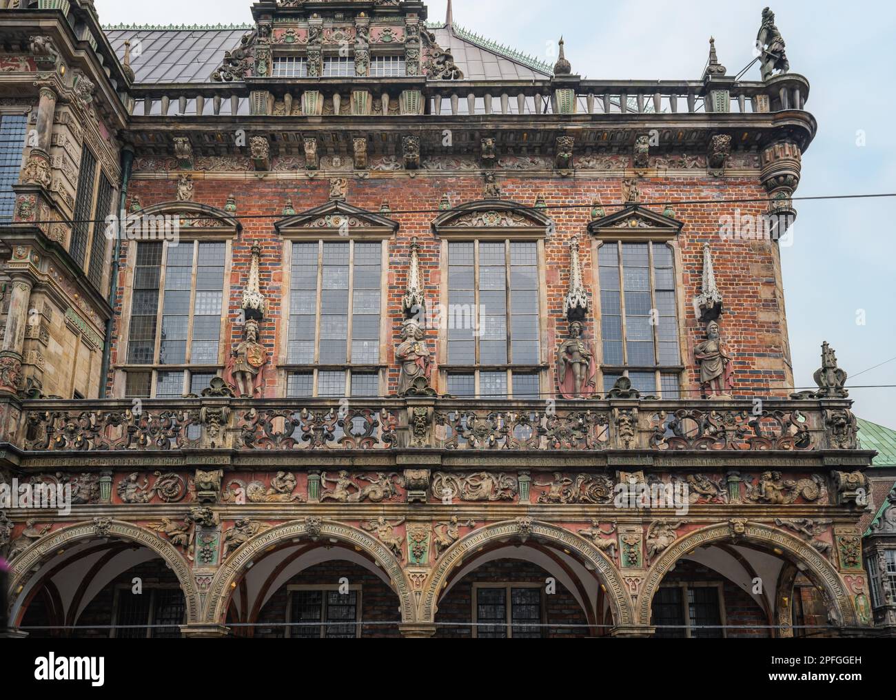 Old Town Hall Facade at Market Square - Bremen, Germany Stock Photo