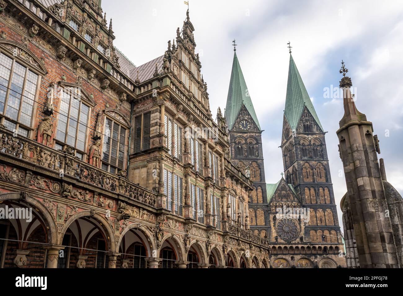 Bremen Cathedral and Old Town Hall - Bremen, Germany Stock Photo