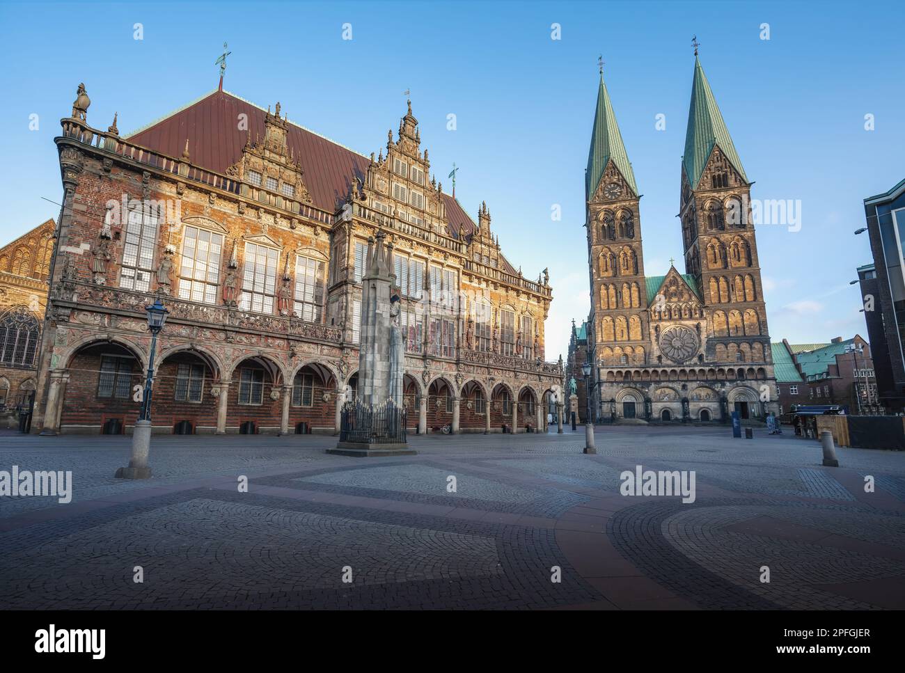 Market Square with Cathedral and Old Town Hall - Bremen, Germany Stock Photo
