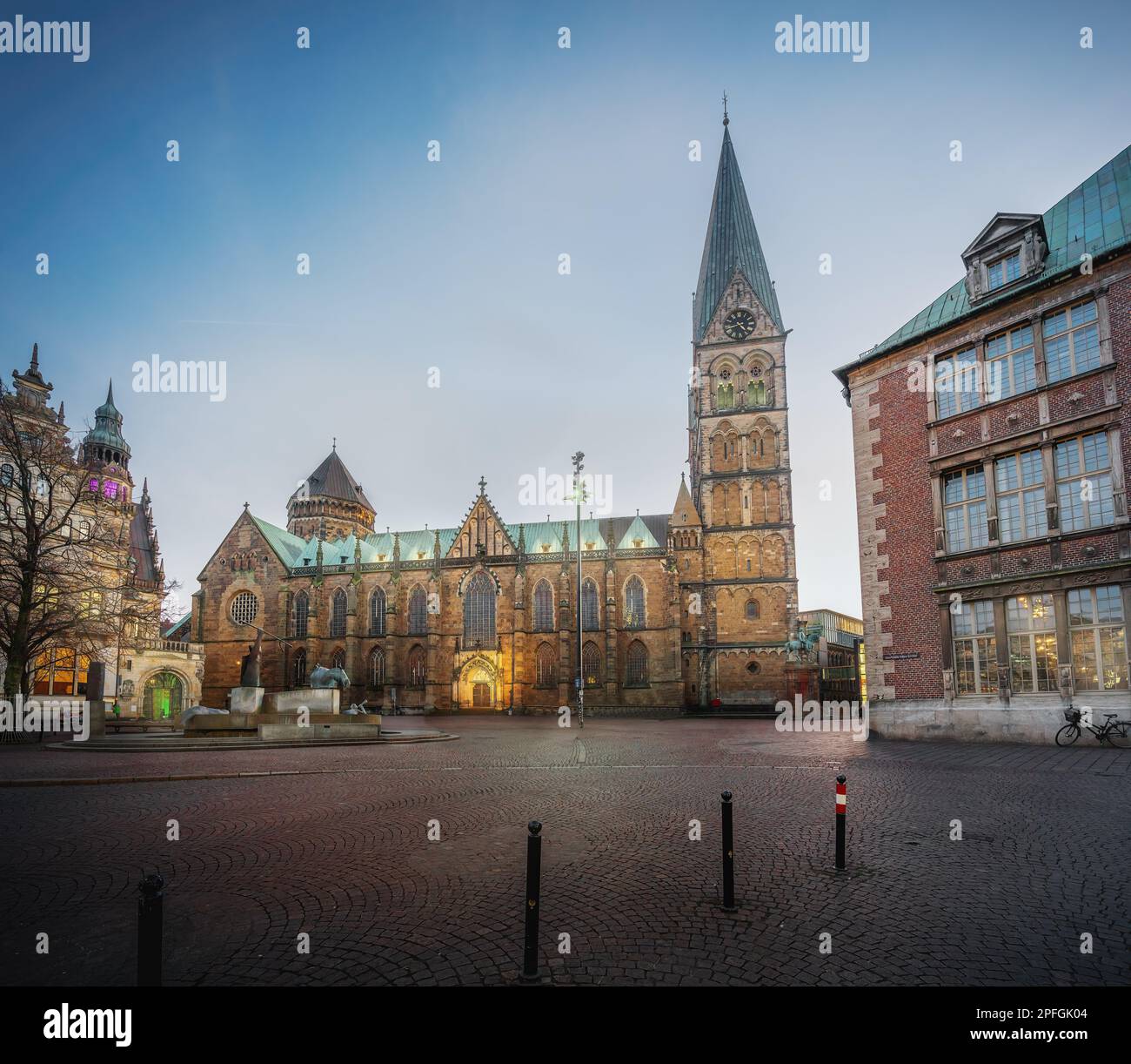 Bremen Cathedral at Domshof Square - Bremen, Germany Stock Photo