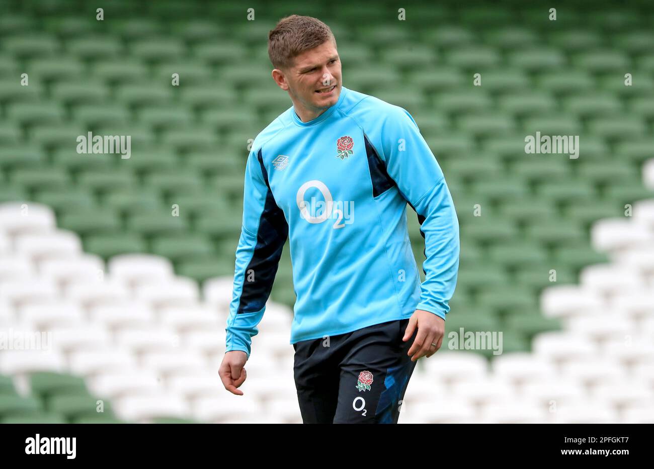 Owen Farrell during the Captain's Run at the Aviva Stadium, Dublin ...