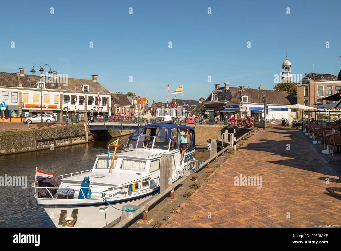 Cozy Frisian town of Lemmer in the Netherlands. Stock Photo