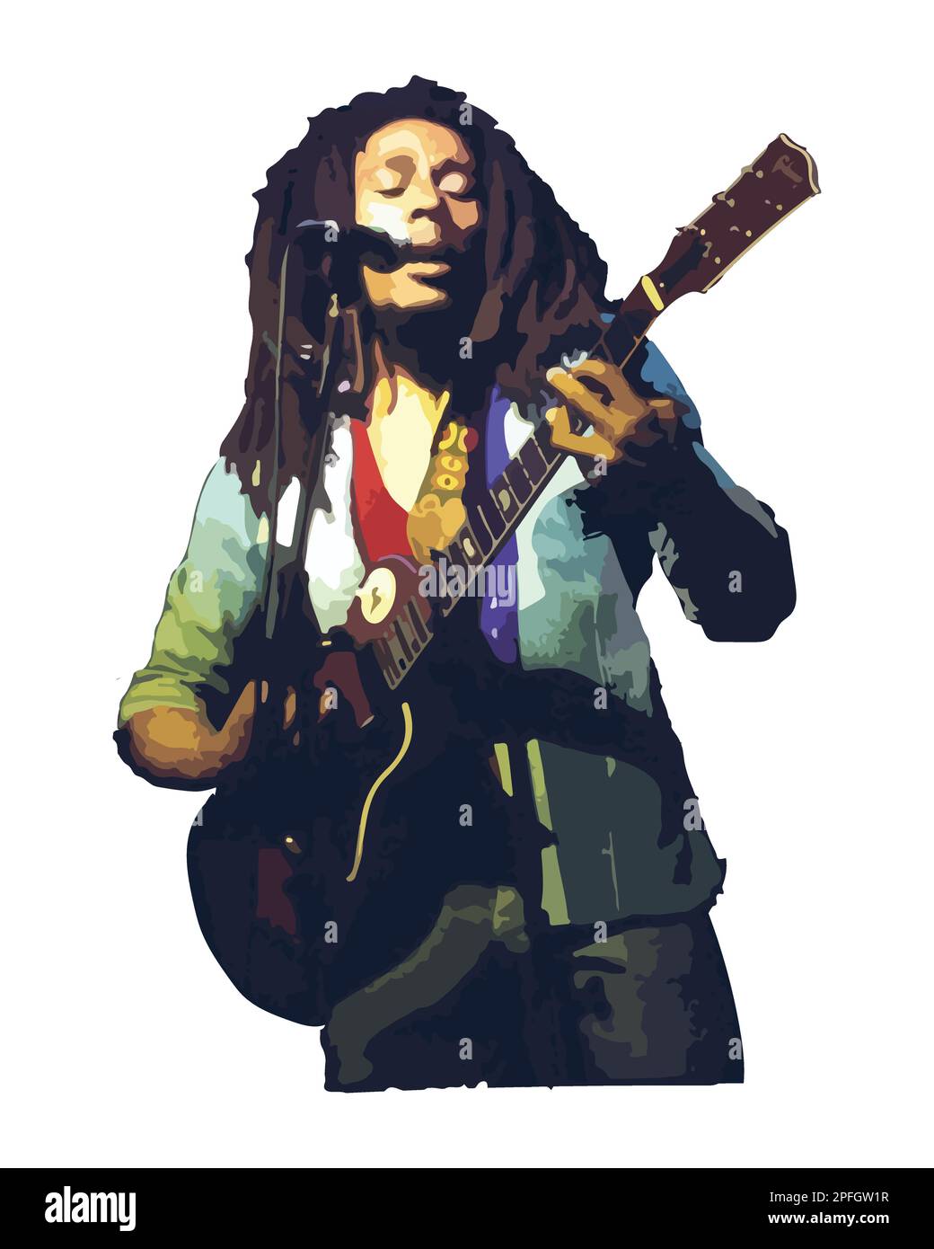 Bob Marley Jamaican singer Vector Illustration Abstract image Stock Vector