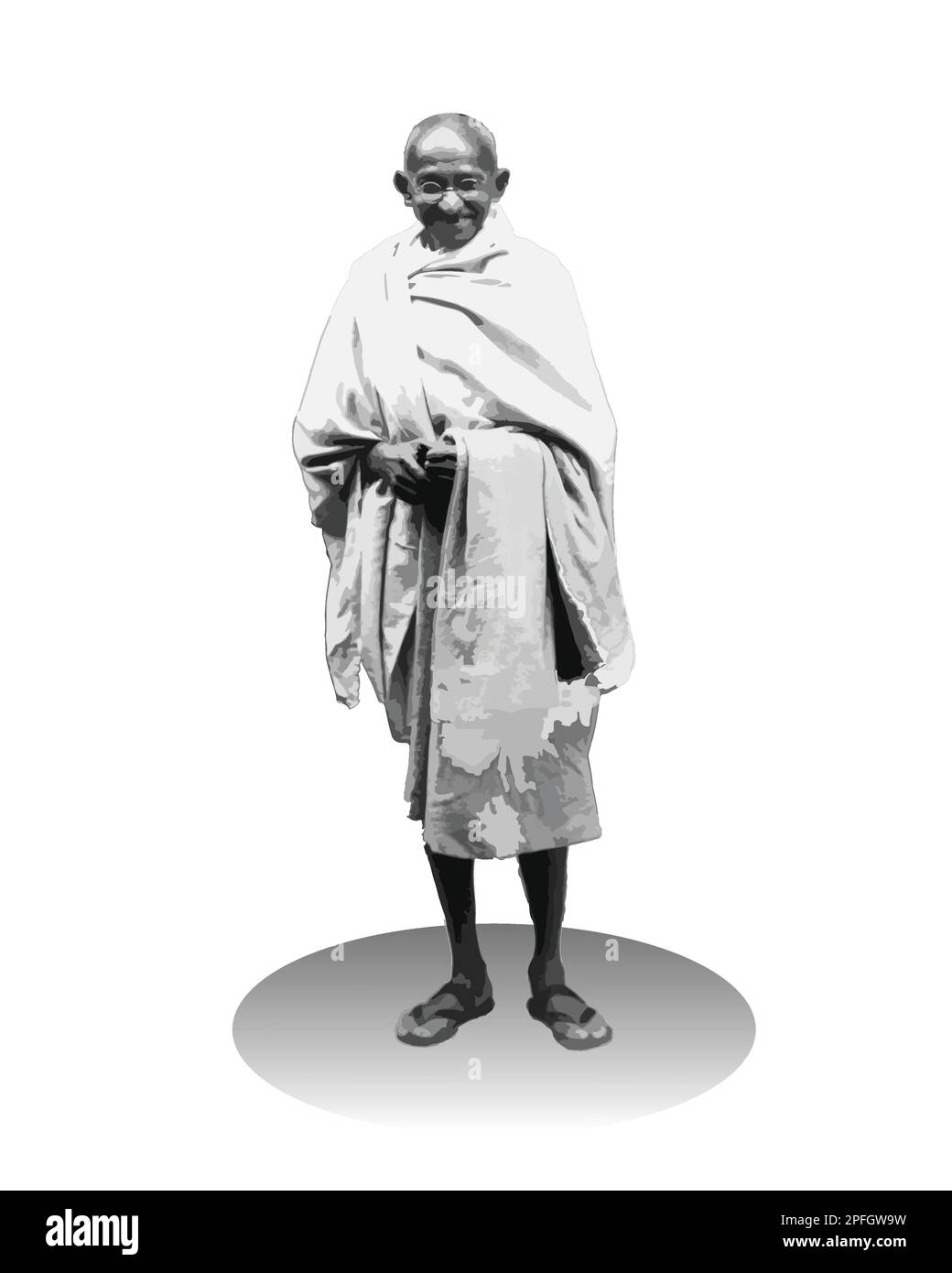 Mahatma Gandhi (Mohandas Karamchand Gandhi) great Indian freedom fighter Vector Illustration image Stock Vector